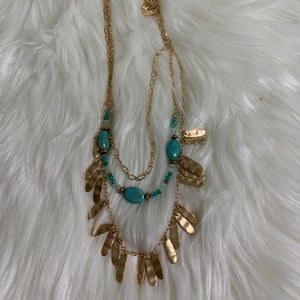 Jardin gold and turquoise multi-strand necklace